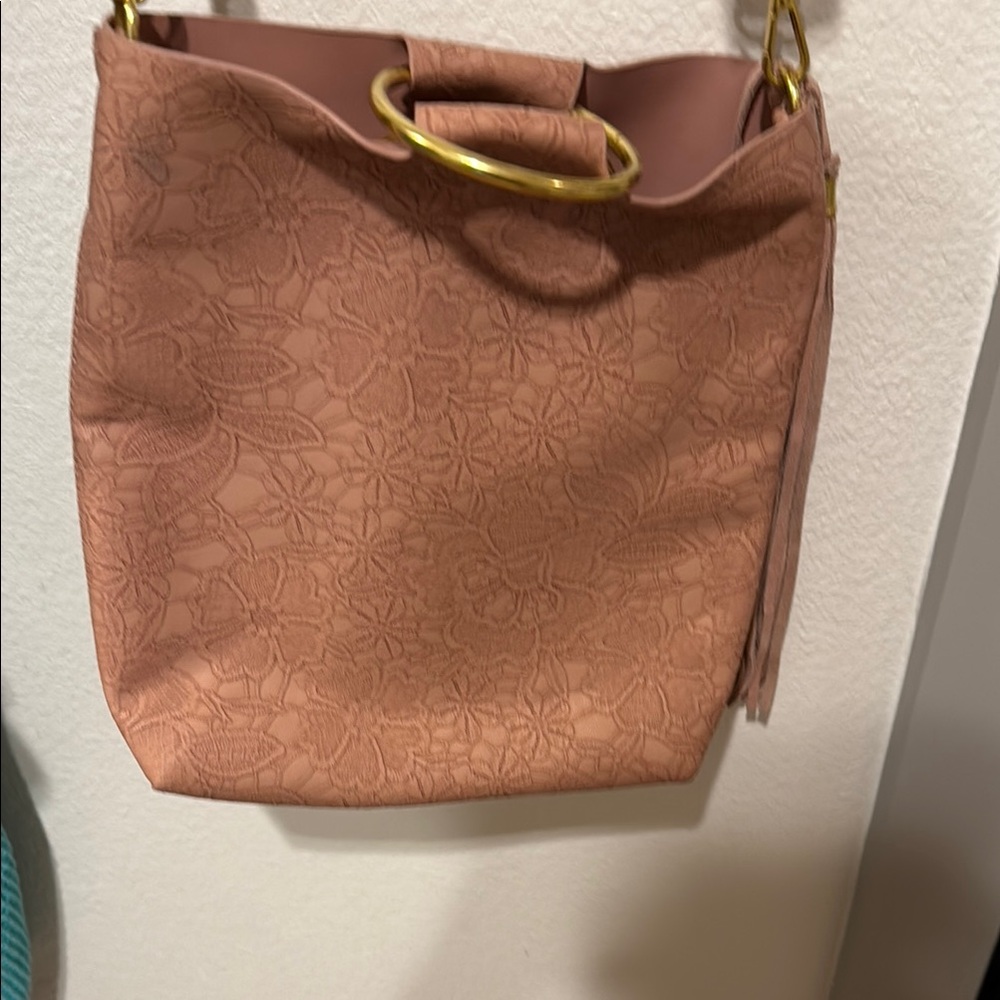Elegant Floral Embossed Tan Bag